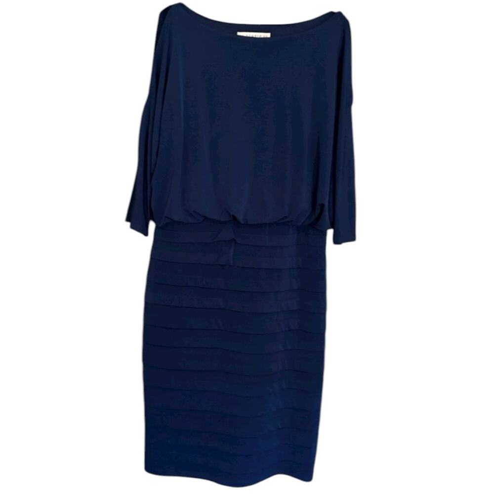 Aa Studio Chic Navy Sheer Long Sleeve Dress Size 12